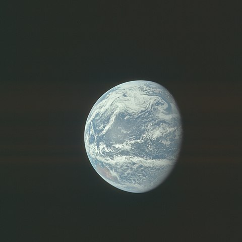 Picture of the Pacific Ocean, taken from space by the Apollo 11 crew in July 1969