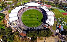 While in Adelaide, teams had to search through the seats of the Adelaide Oval for a team photograph. Adelaide Oval - panoramio (cropped).jpg