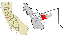 Alameda County California Incorporated and Unincorporated areas Pleasanton Highlighted.svg