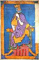 Alfonso VI de Castilla, representado en la ilustración de un códice. El título que le designa es REX PATER PATRIAE (rey padre de la patria).