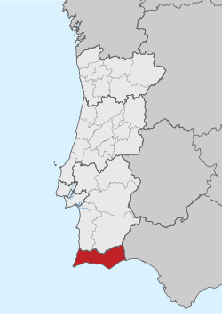 Location of the Algarve Region in relation to the national borders