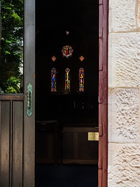 File:All Saints Anglican Church Altar windows through Western Front door Wickham Tce Brisbane P1100565.jpg