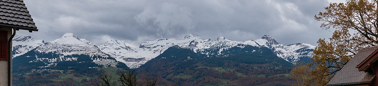 Alviergruppe (in Switzerland) seen from Schaan, Unterland, Liechtenstein