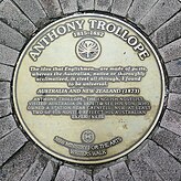 Sydney Writers Walk plaque commemorating Anthony Trollope's book Australia and New Zealand. Embedded in footpath near Museum of Contemporary Art Australia, Circular Quay, Sydney, Australia Anthony Trollope Sydney Writers Walk plaque.jpg