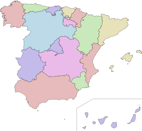 Autonomous communities of Spain no names.svg