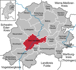 Läget för Bad Hersfeld i Landkreis Hersfeld-Rotenburg