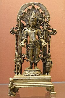 Standing figure of Balarama, one of the incarnations of Vishnu. Dated from an inscription to the 14th regnal year of Rajyapala Balarama BM OA 1986.4-16.1.jpg