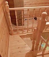 Balusters on the attic stairs of a private house