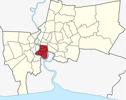 Location of the Silom area in Bangkok