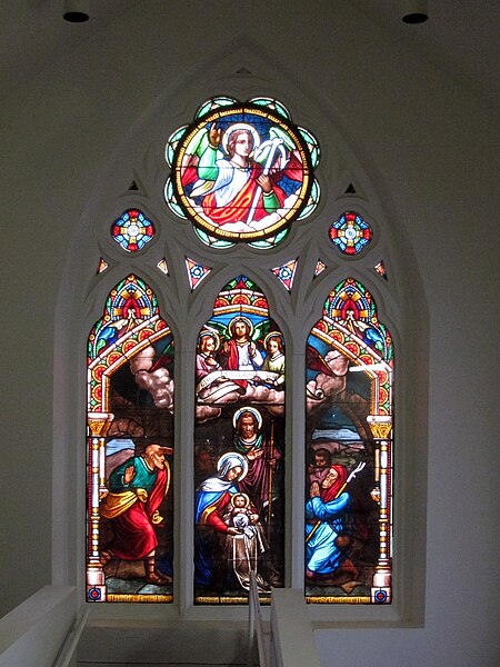 File:Basilica of Saint Mary of the Immaculate Conception (Norfolk, Virginia), interior, stained glass, The Nativity of the Lord.jpg