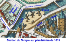 Bastion du Temple sur plan Mérian de 1615.png