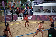 Deutsch: Beachhandball bei den Olympischen Jugendspielen 2018; Tag 5, 10. November 2018; Mädchen, Hauptrunde - Chinese Taipei (Taiwan)-Niederlande 1:2 English: Beach handball at the 2018 Summer Youth Olympics at 11 October 2018 – Girls Main Round – Chinese Taipei (Taiwan)-Netherlands 1:2