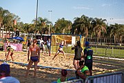 Deutsch: Beachhandball bei den Olympischen Jugendspielen 2018; Tag 3, 9. Oktober 2018; Mädchen, Vorrunde, Gruppe B - Venezuela-Niederlande 1:2 English: Beach handball at the 2018 Summer Youth Olympics at 9 October 2018 – Girls Preliminary Round Group B‎ – Venezuela-Netherlands 1:2
