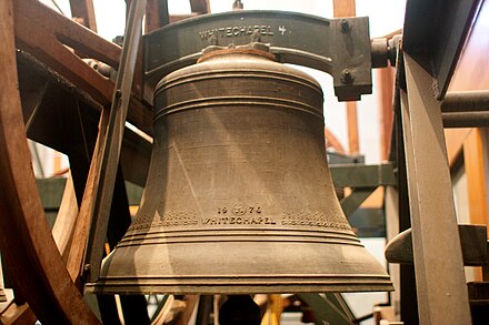 One of the Bells of Congress hanging in the clock tower of the Old Post Office Building (2012)