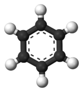 Benzene, the simplest aromatic compound with hexagonal shape.