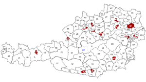 Bezirke Österreichs Statutarstädte Kennzeichen.svg