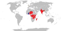 Map showing Airtel coverage globally Bharti Airtel countries of operations.svg