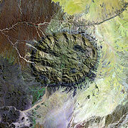 Imaxe desde o espazo da montaña Brandberg, Namibia.