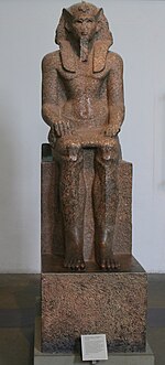 A red granite statue of Sekhemre Wadjkhaw Sobekemsaf (British Museum) . British Museum Egypt 079.jpg