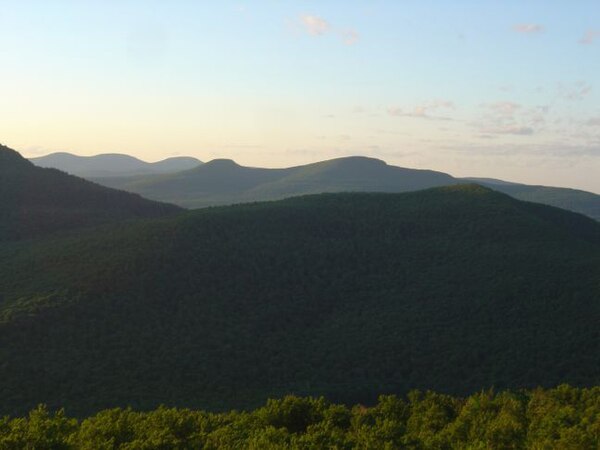 Morrison wrote songs for Moondance at a mountain-top home in the Catskills (view from Overlook Mountain pictured).