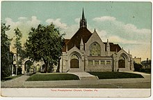 Third Presbyterian Church depicted on a postcard Chester PA 3rd Presby PHS126.jpg