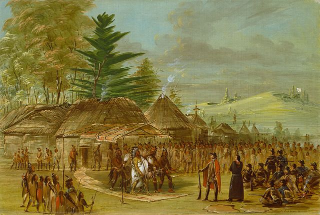 Imagined meeting of La Salle with the Taensa, by artist George Catlin circa 1847