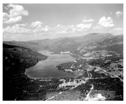 Luchtfoto van Christina Lake in 1947