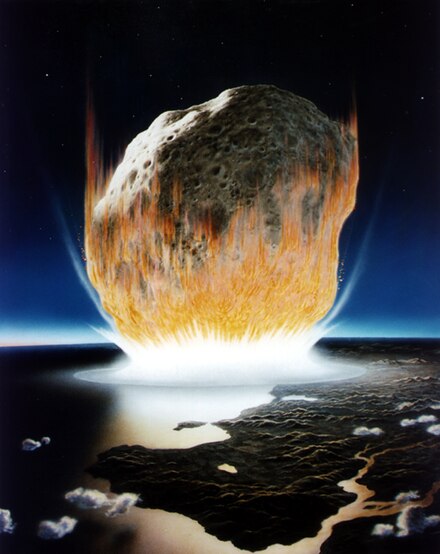 Artist's impression of an asteroid impact on Earth