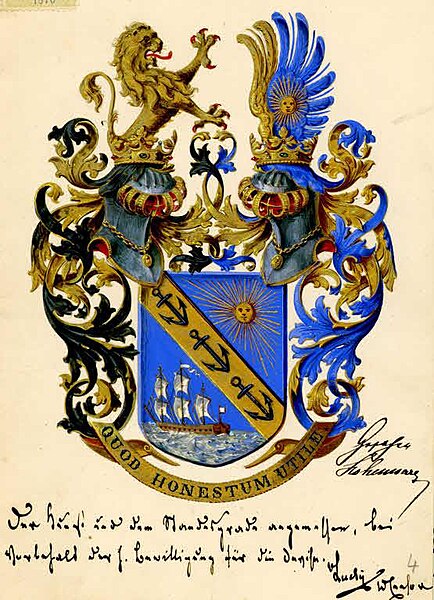 Coat of arms granted to Ignace von Ephrussi in 1871