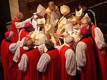 Episcopal consecration of the 8th bishop of Northern Indiana in 2016 by the laying on of hands ConsecrationSparks.jpg