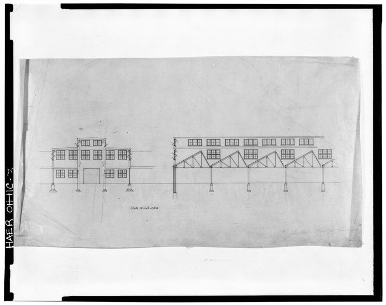 File:Copy of drawing showing section and elevation of craneway. Drawing owned by White Motor Corporation. - White Company, East Seventy-ninth Street and Saint Clair Avenue, HAER OHIO,18-CLEV,25C-3.tif