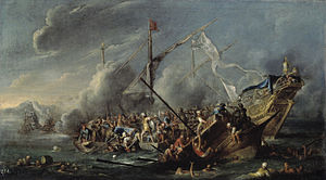 Cornelis de wael-combate naval entre españoles y turcos-prado.jpg