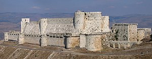photograph of 12th-century Hospitaller castle of Krak des Chevaliers in Syria
