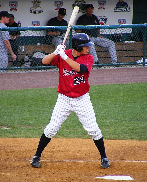 Danny Valencia with the Rock Cats