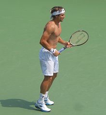 David Ferrer practices at the US Open.