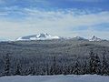 Diamond Peak in the Cascade Range in Oregon, seen from the northeast, with Mount Yoran at far right