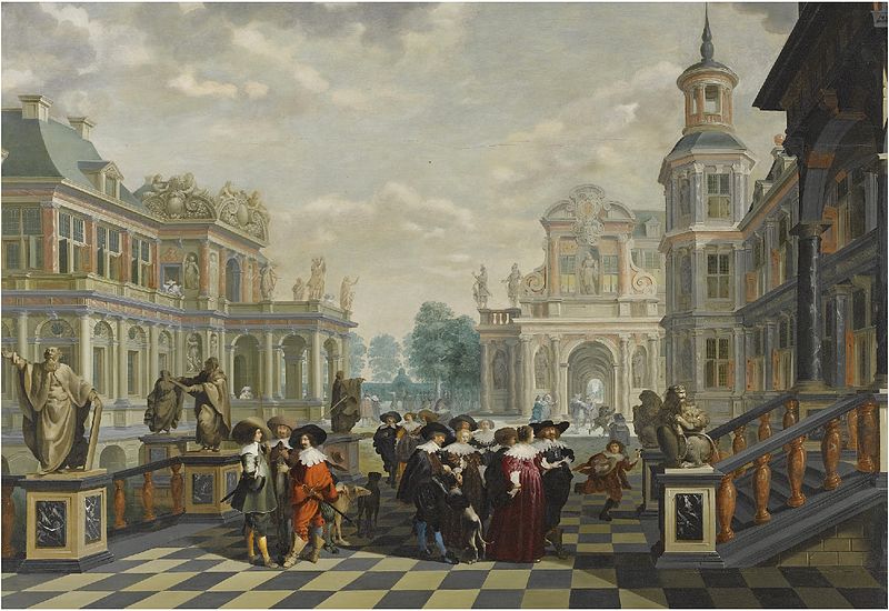 File:Dirck van Delen - An Elaborate Palace Courtyard With Elegant Company.jpg