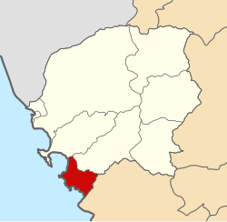 Location of the district in the province of Santa