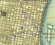 Map showing the former course of Dock Creek and its tributaries in Philadelphia Dock Creek.png