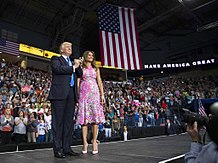 Donald and Melania Trump at the campaign's sixth rally Donald Trump rally in Youngstown (July 2017) 20368814 10159561642495725 1959098601930889047 o.jpg