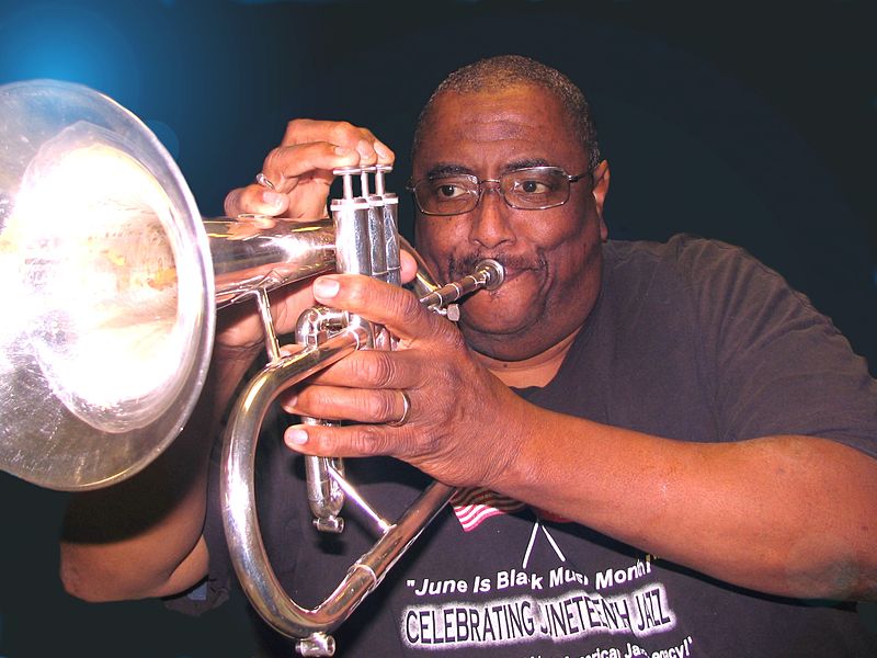 File:Dr. Myers plays the flugelhorn at a performance in Roland, Oklahoma.jpg