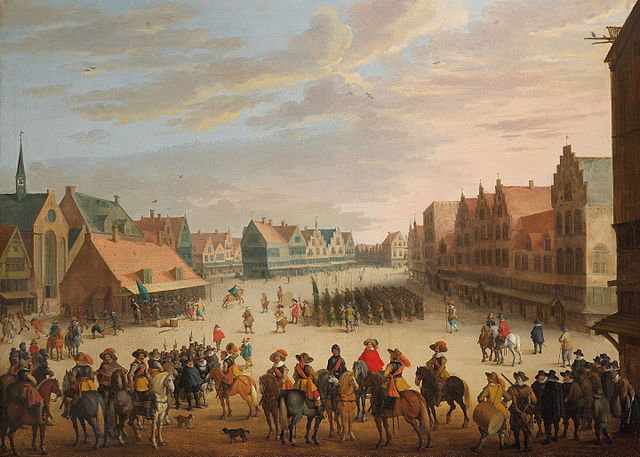 Prince Maurice of Orange dismissing mercenaries in Neude Square in Utrecht on 31 July 1618.