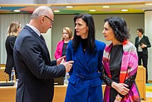 Lahbib with Mariya Gabriel in 2024 EU2024BE 240219 FAC Council JNZT 0070 (53538899124).jpg