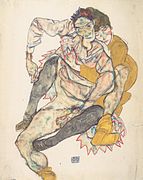 Sitzendes Paar, de Egon Schiele, 1915.