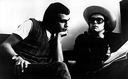 John with Bernie Taupin (left) in 1971. They have collaborated on more than thirty albums to date. Elton John Bernie Taupin 1971.JPG
