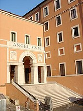 The Pontifical International Athenaeum Angelicum in Rome, Italy Facade of the main entrance of the Pontifical University of St. Thomas Aquinas (Angelicum) (19May07).jpg