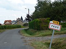 Faux (Ardennes) city limit sign.JPG