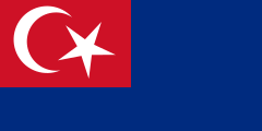Flag of Johor in Malaysia, which contains the Islamic star and crescent in the canton, as does the national flag