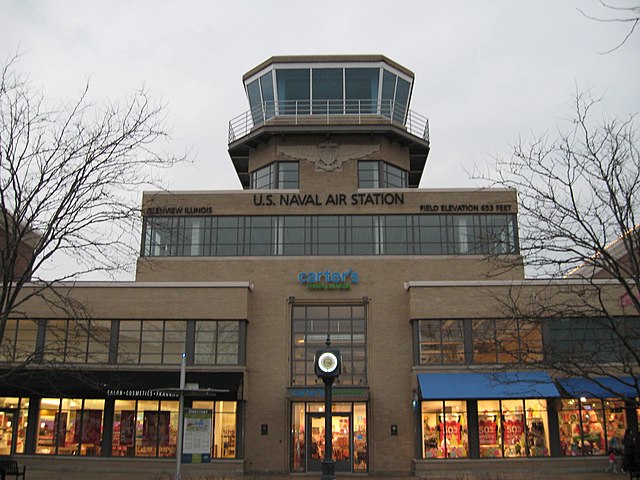 The former air traffic control tower at NAS Glenview during 2010, now listed in the National Register of Historic Places