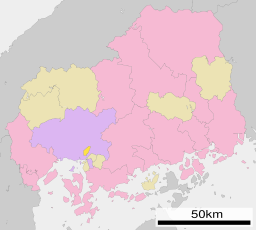 Fuchūs läge i Hiroshima prefektur Städer:      Signifikanta städer      Övriga städer Landskommuner:      Köpingar      Byar